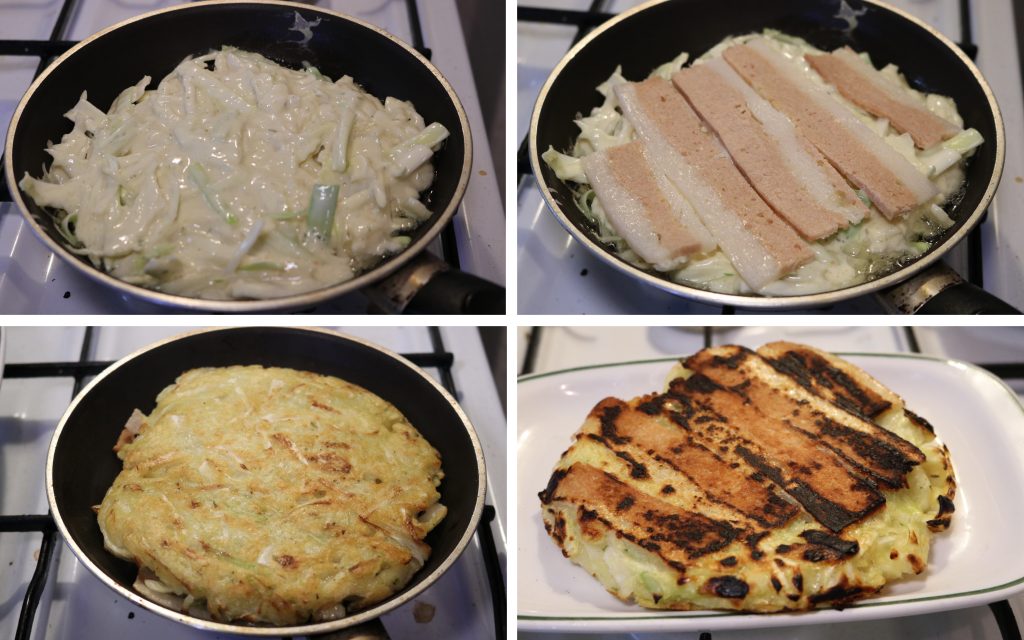 Okonomiyaki: die Zubereitung in Bildern