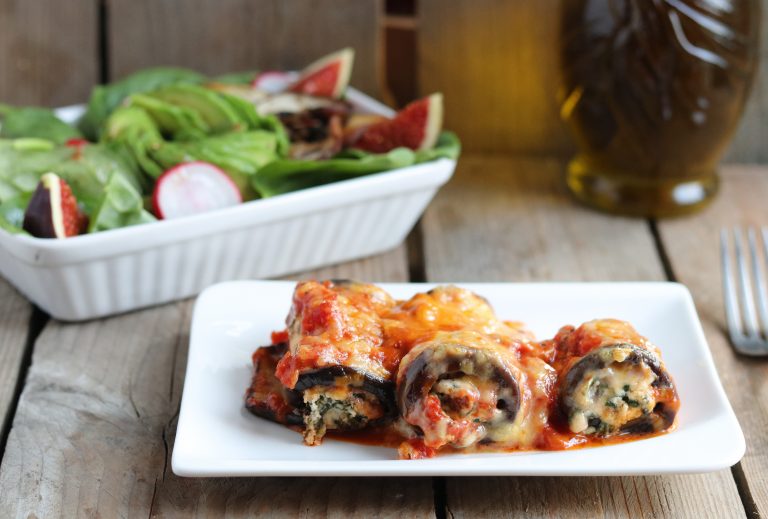Auberginen-Cannelloni mit Ricotta-Spinat-Füllung - vegan - Dailyvegan