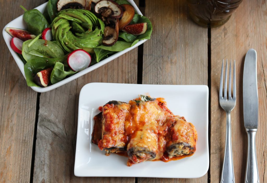 Auberginen-Cannelloni mit Ricotta-Spinat-Füllung - vegan - Dailyvegan