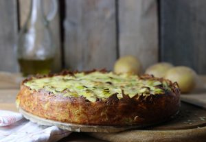 Lauchquiche mit Kartoffelpufferkruste