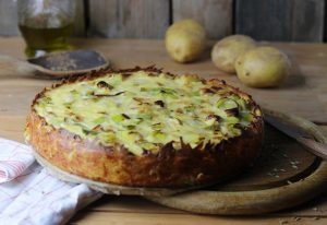 Lauchquiche mit Kartoffelpufferkruste