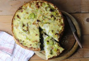 Lauchquiche mit Kartoffelpufferkruste