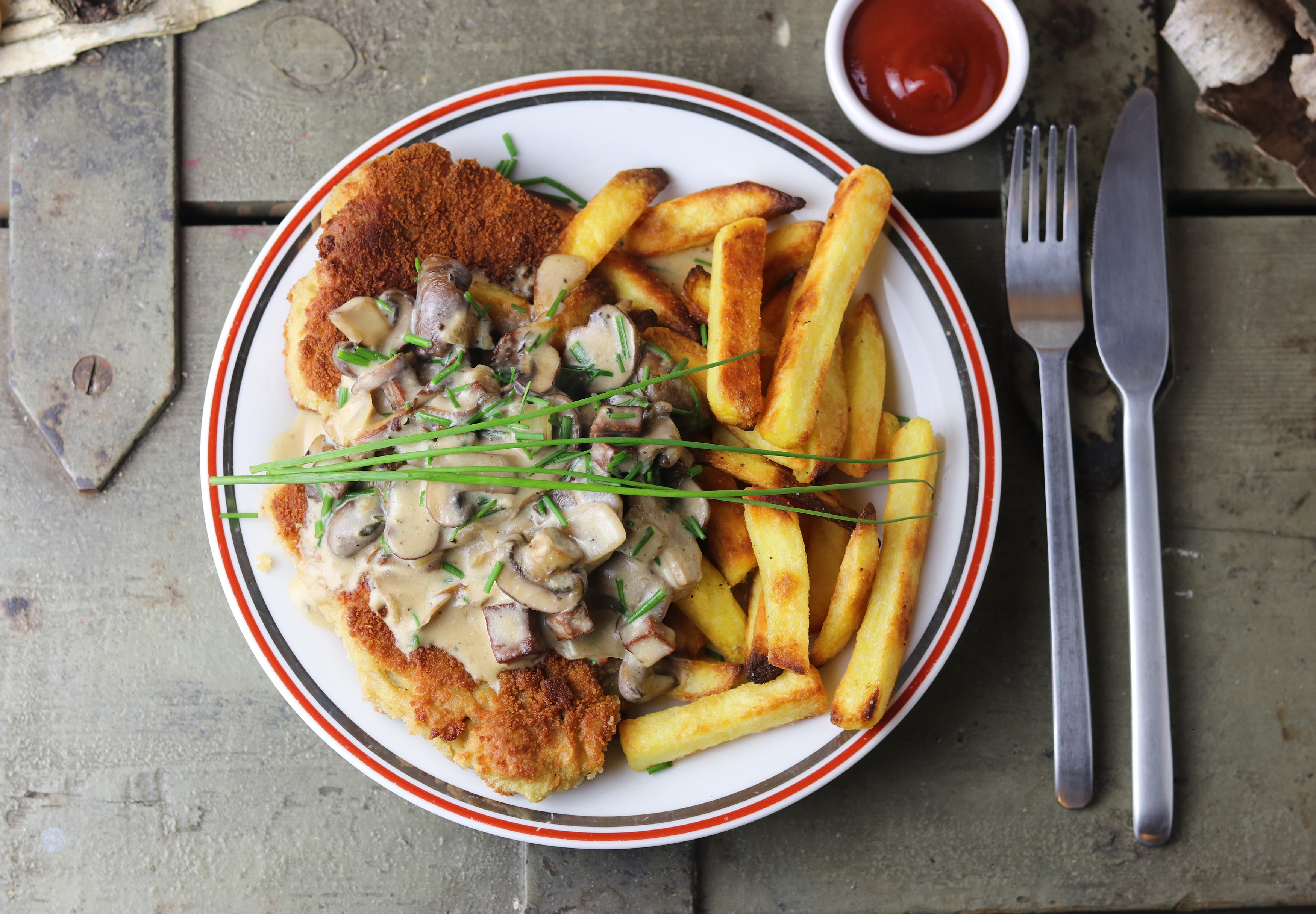 Anti-Jäger-Schnitzel mit Pilzsauce