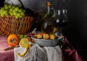 With a crispy skewer