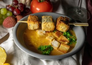 With vegan curdled egg