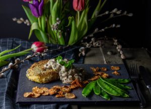 Kohlrübenschnitzel mit Kürbiskernpanade