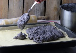 Adding the poppy seed cream