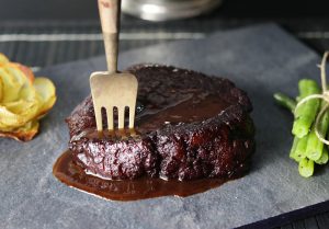 Seitan steaks in red wine glaze