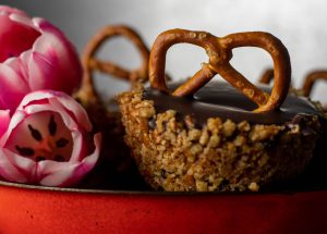 With pretzel decoration