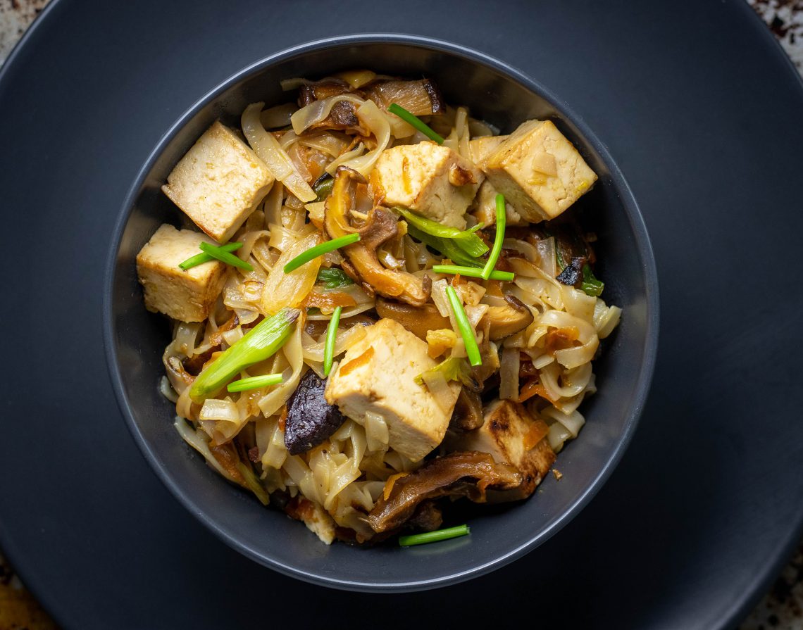 Reisbandnudeln mit Tofu