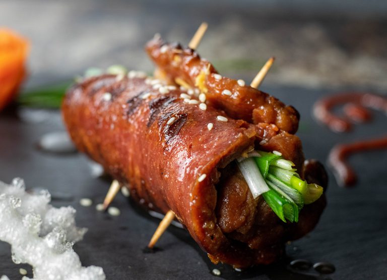 Negimaki japanische Fleischröllchen vegan aus Seitan Dailyvegan