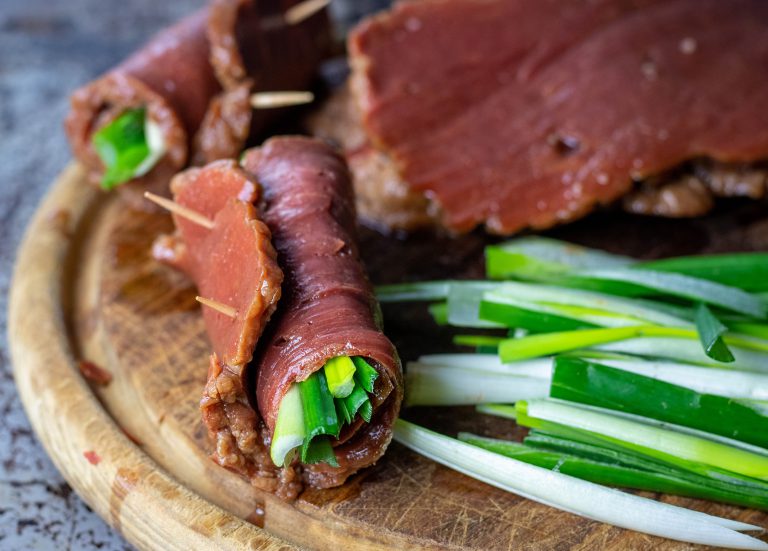 Negimaki japanische Fleischröllchen vegan aus Seitan Dailyvegan