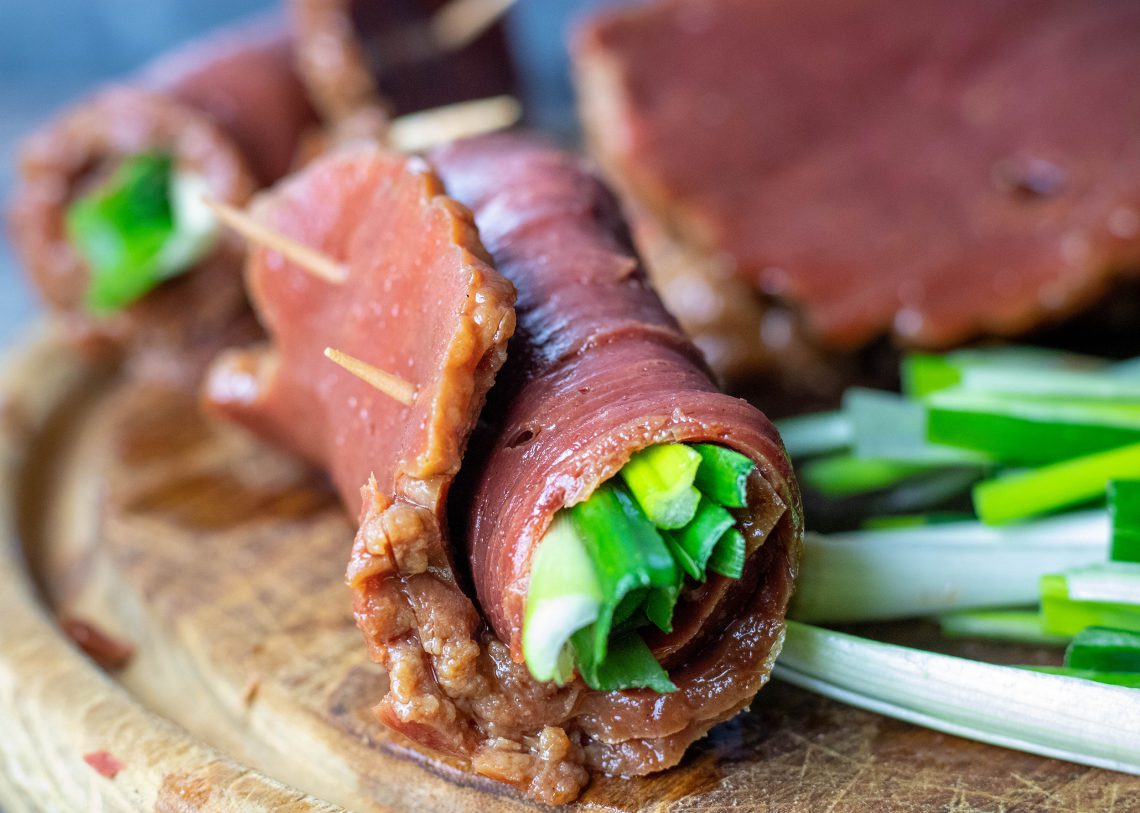 Negimaki japanische Fleischröllchen vegan aus Seitan Dailyvegan