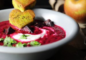 With spicy polenta hearts