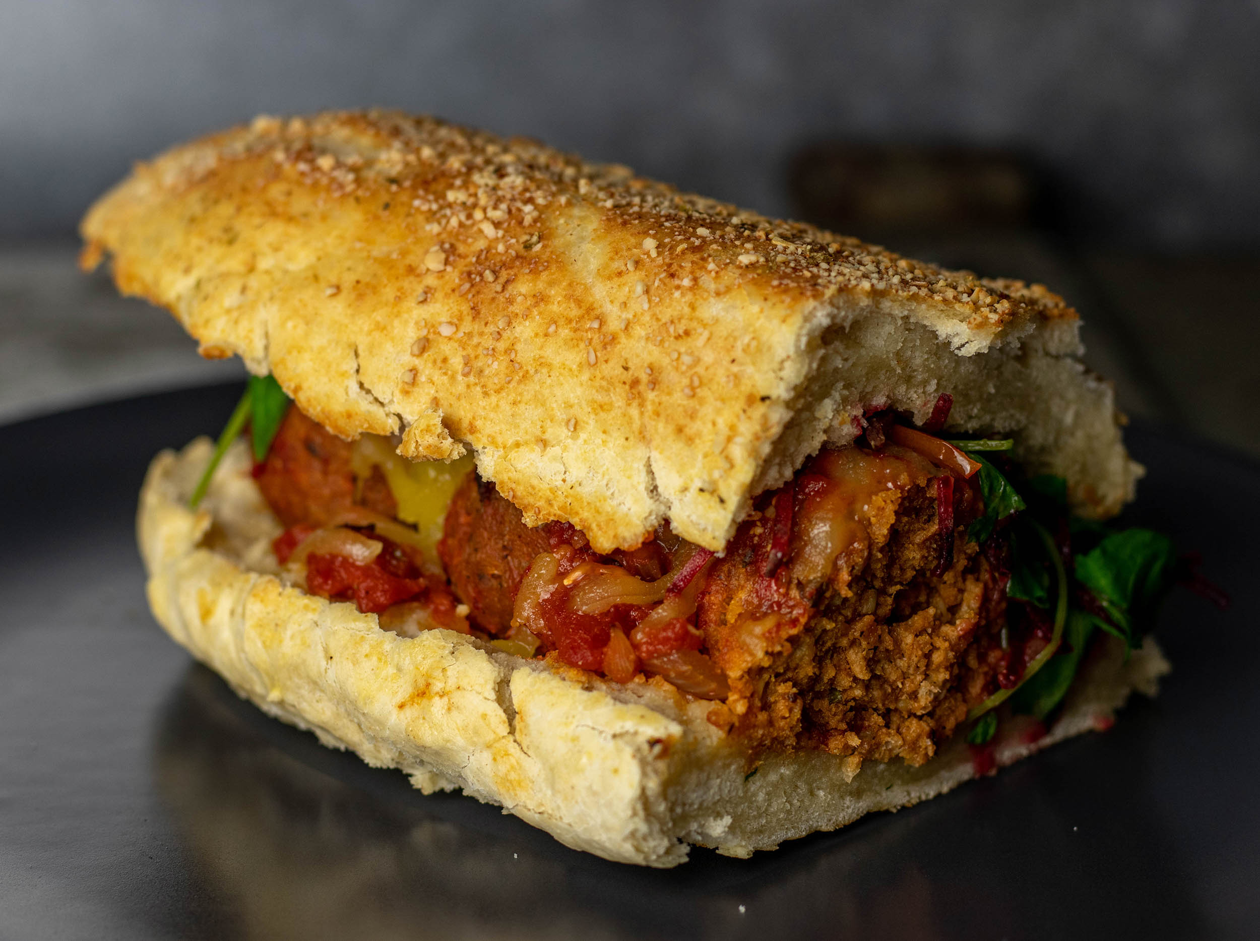 Meatball sandwich, with homemade subway bread Dailyvegan