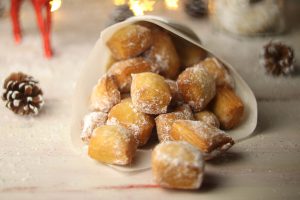 Sprinkled with icing sugar