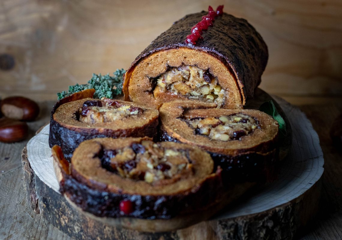 Festive stuffed vegan roast