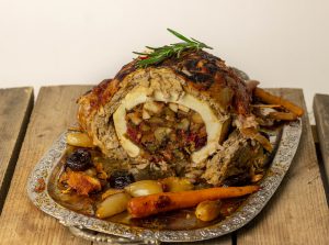 Stuffed vegan goose roast, stuffed vegan turkey roast