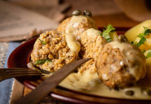 In my recipe, the meatballs are completely homemade