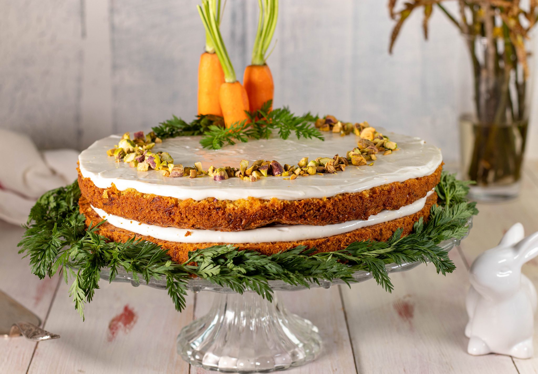 Saftiger Karottenkuchen mit Frischkäseglasur vegan Dailyvegan