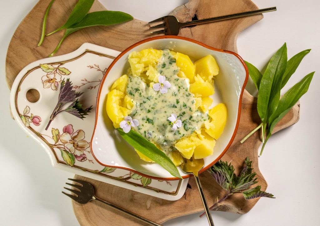 Bärlauch-Brennnessel-Sauce mit Wildkräutern aus der Natur