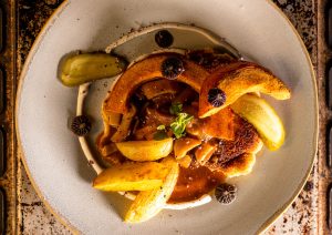 Herbstlich lecker mit Kürbis statt Erbsen und Ofenkartoffeln