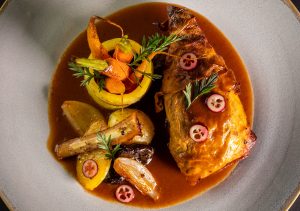 Tender vegan goose legs with heraty meat