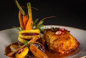 Aromatic vegan goose leg, tasty and festive