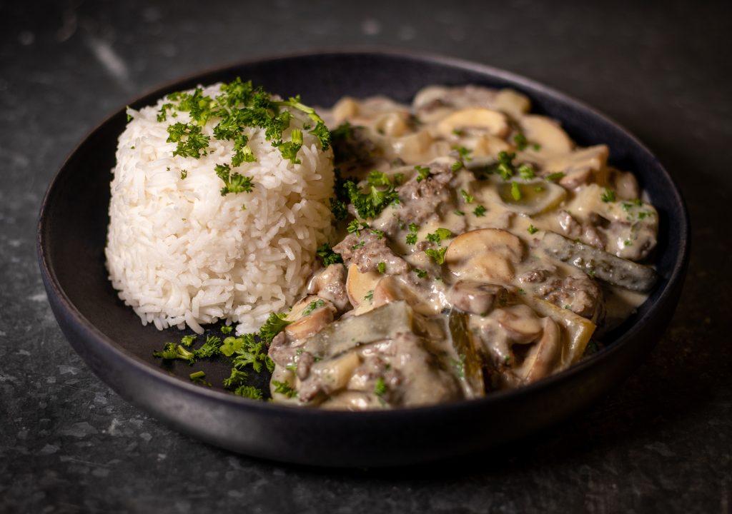 Veganes Bœuf Stroganoff - mit meinem Rezept kaum vom Original zu unterscheiden