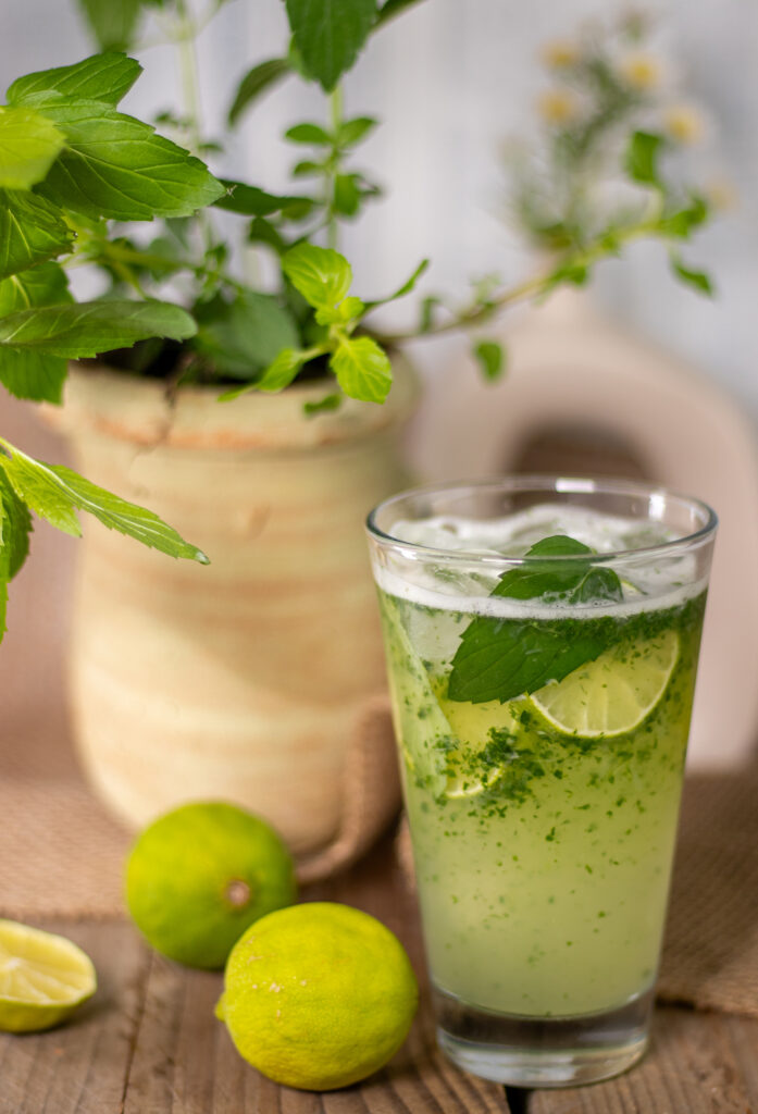 Selbstgemachte Limetten-Minz-Limonade nach Daily Vegan