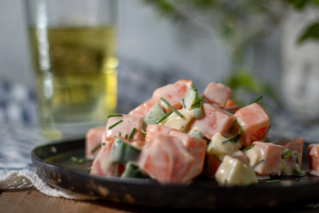 Kartoffelsalatliebe, hier mit Süßkartoffeln