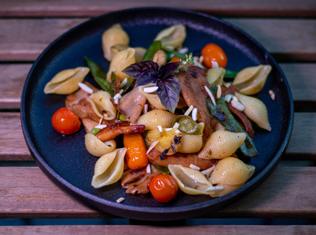 Mediterrane Rosenseitling Pasta geht schnell und einfach