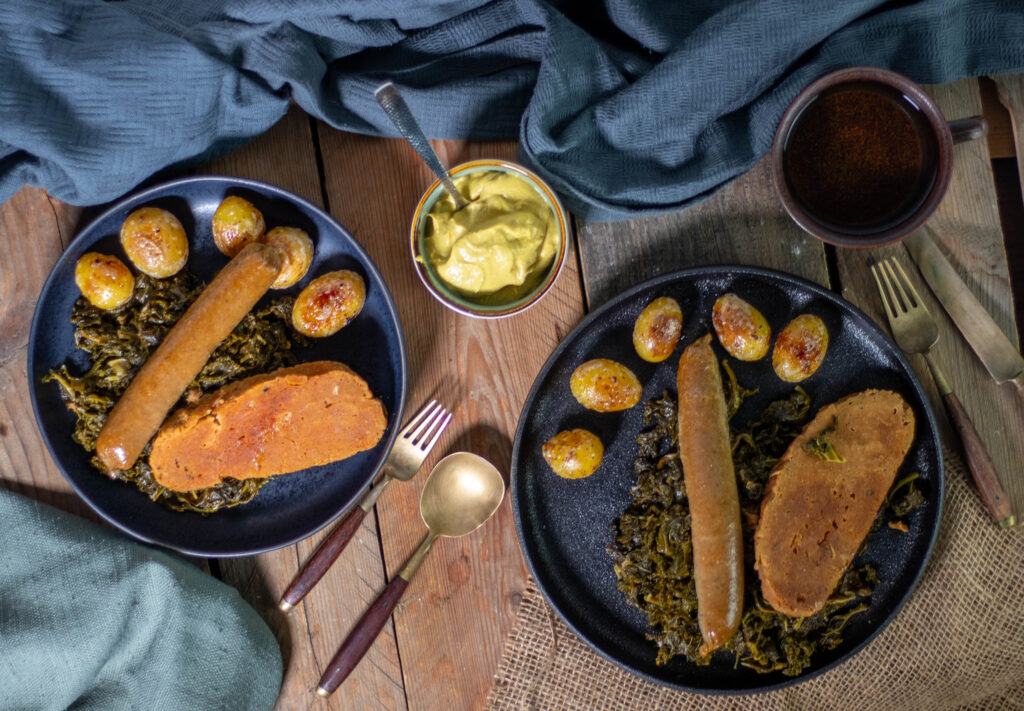 Bremer Grünkohl mit Pinkel und Kassler, vegan