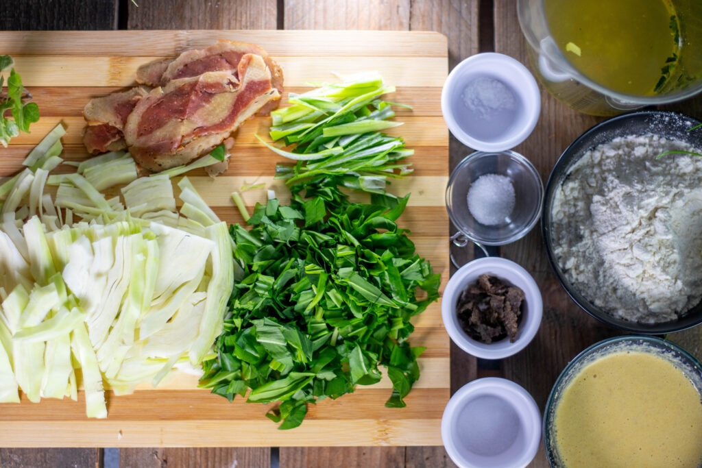 5. Alle Zutaten für die veganen Bärlauch-Okonomiyaki.