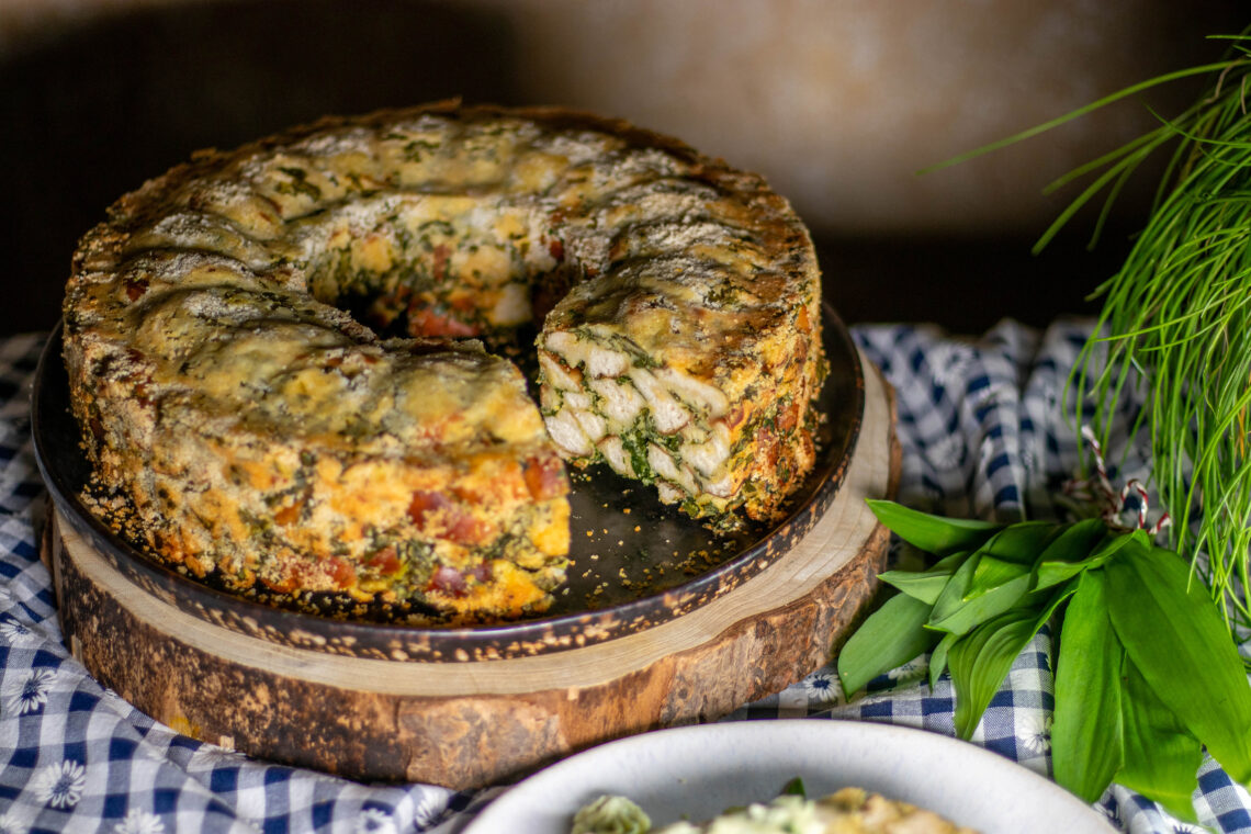 Bärlauchlaugenknödelkuchen - vegan und herzhaft schlemmen