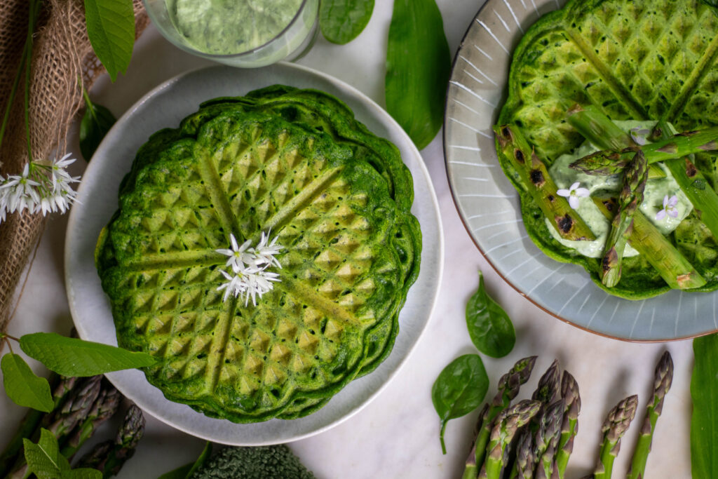 Green waffles are a creative and healthy twist on classic, savory waffles.