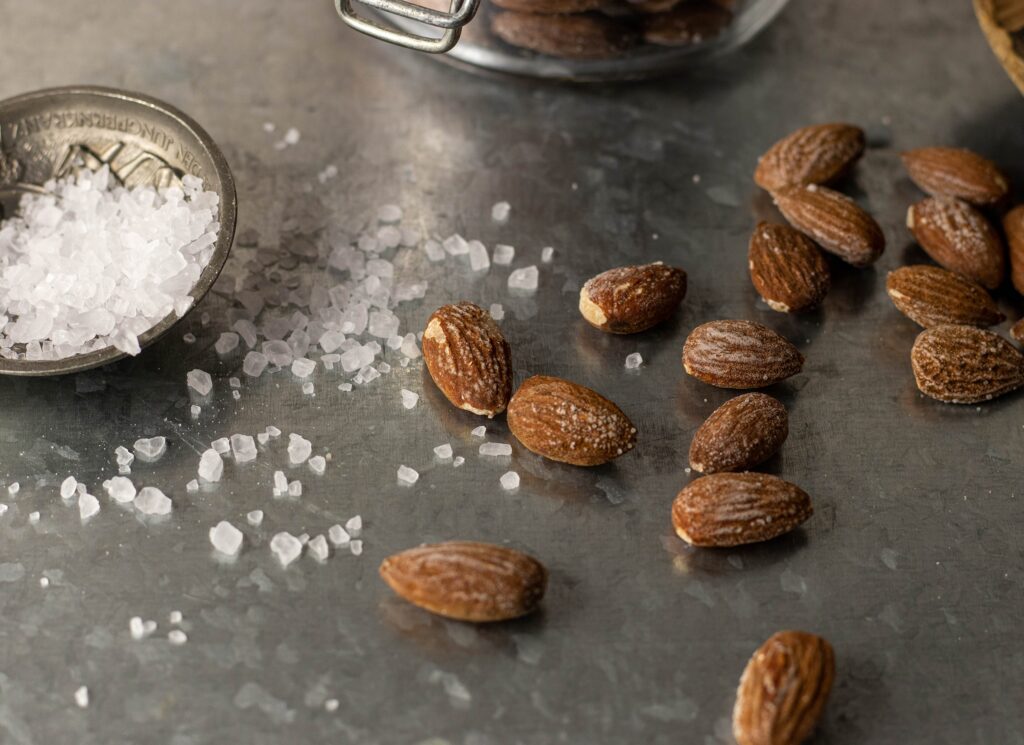 Homemade salted almonds