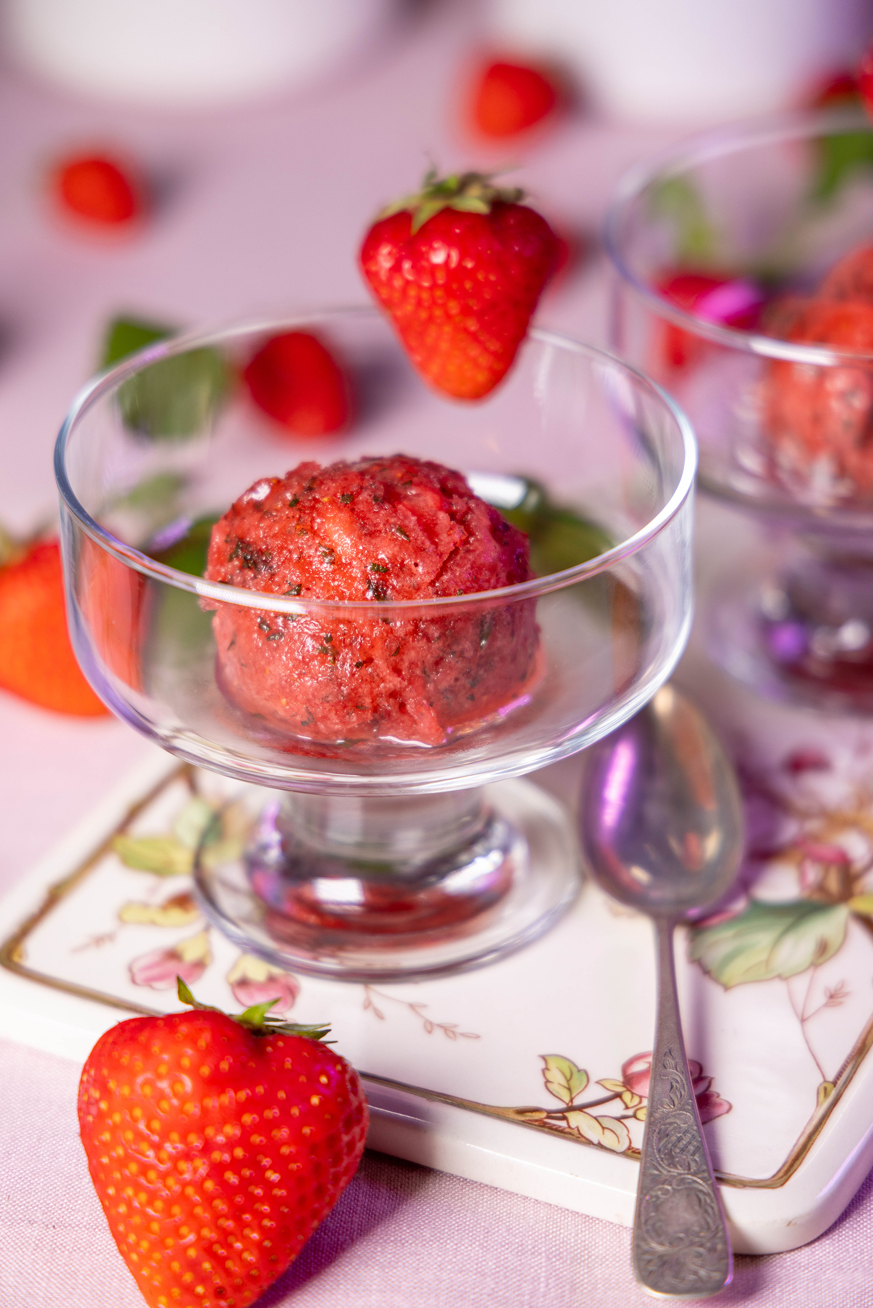 Erdbeer-Zitronenmelisse-Sorbet – die fruchtige Sommererfrischung