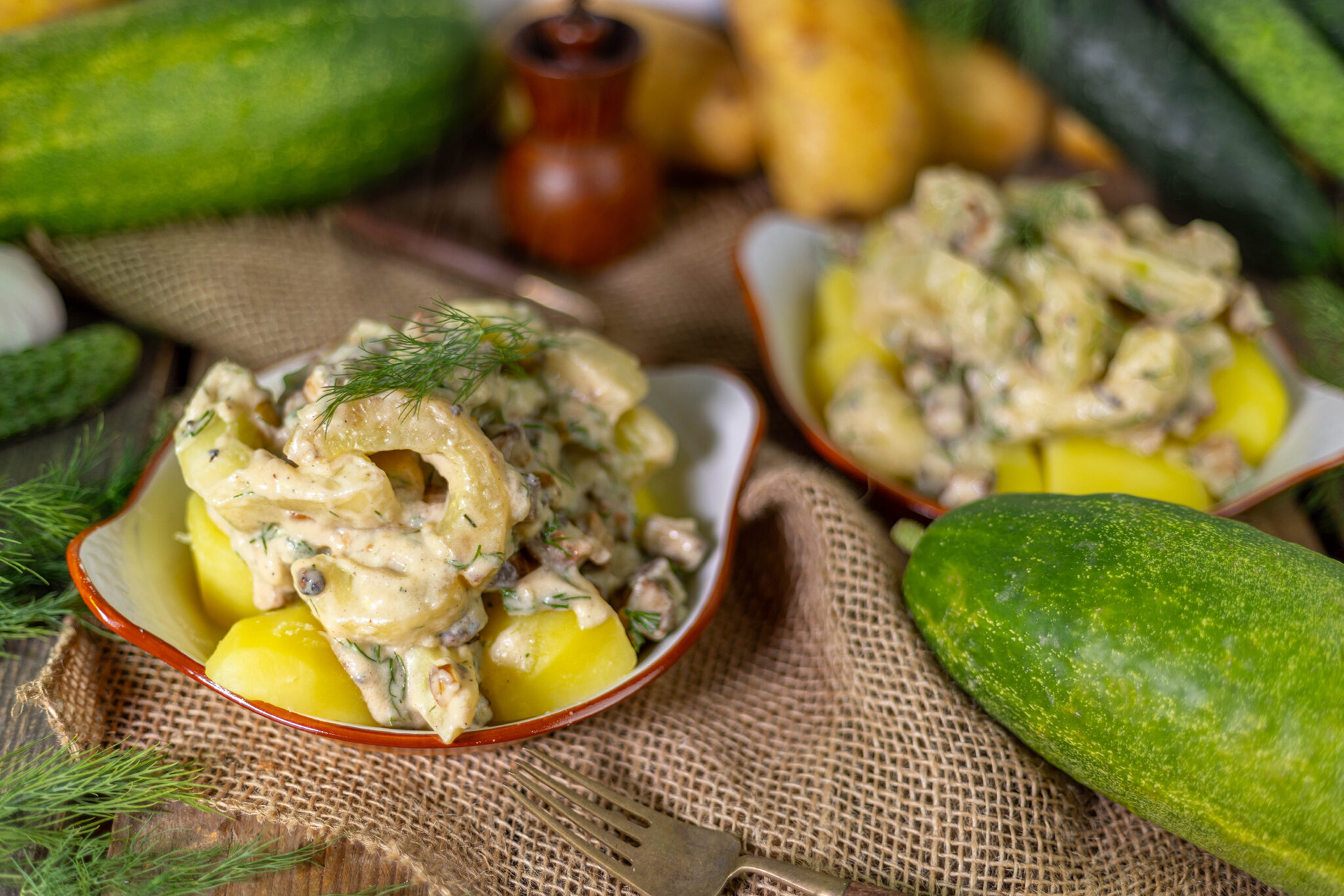 Schmorgurken aus der Pfanne mit Dill und Speck - vegan - Dailyvegan