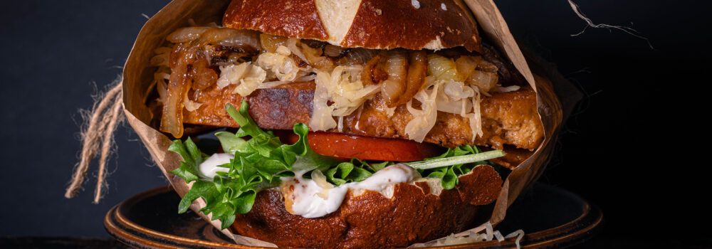 Veganer Kasselerburger, mit selbstgemachtem Räucherkasseler
