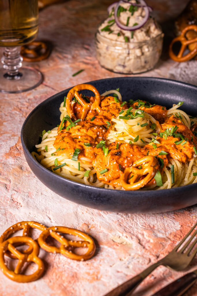 Spaghetti al Camembert mit Obazda-Sauce - vegan