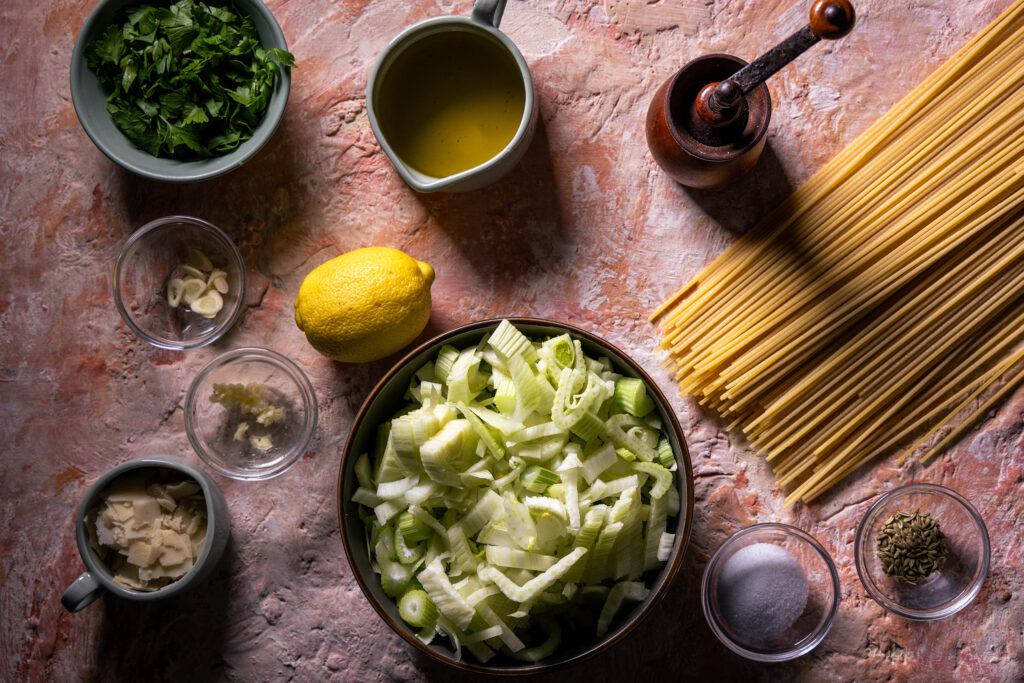 Alle Zutaten für die Fenchel Spaghetti.