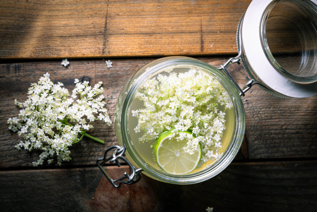 Holunderkefir vor der Zweitfermentation im Weckglas.