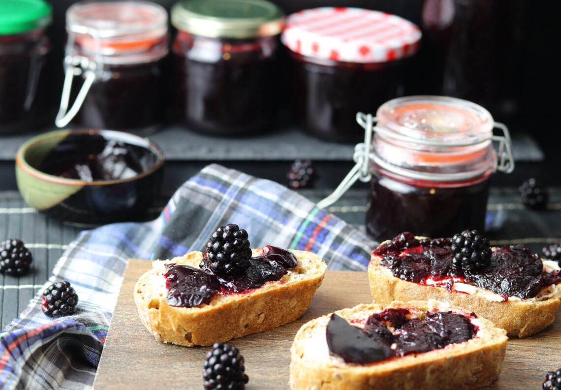 Blackberry jelly, made from freshly harvested fruits