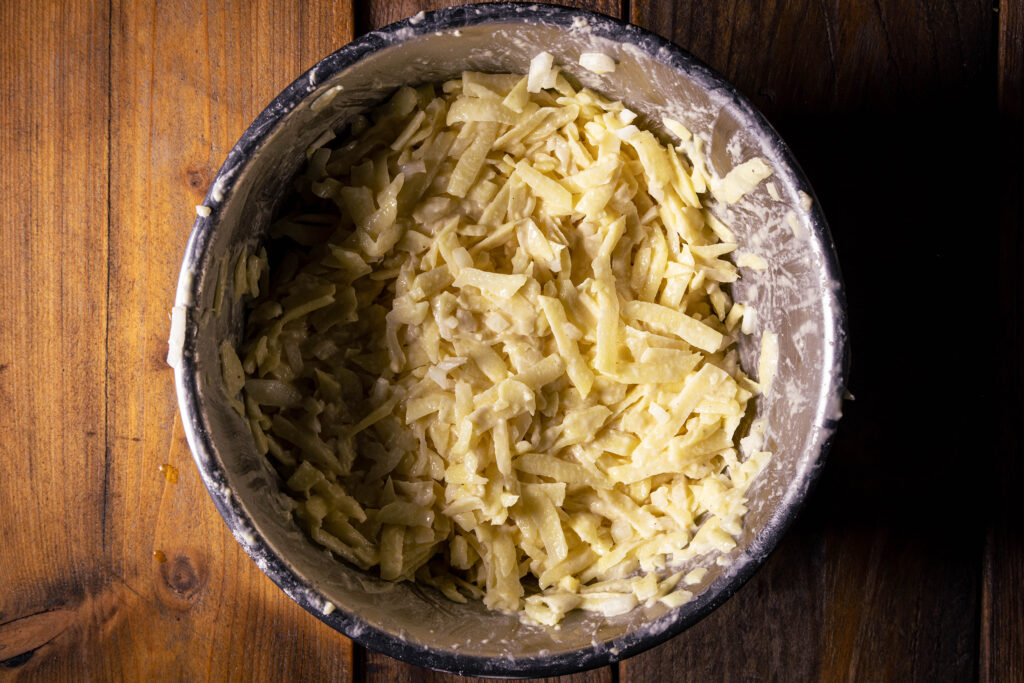 Roher Kartoffelpufferteig, vegan.