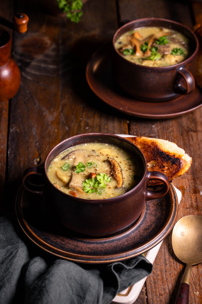 Waldpilzsuppe - vegan - mit selbstgesammelten Pilzen