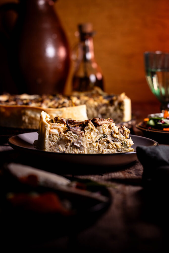 Waldpilz-Wirsing-Quiche - vegan.