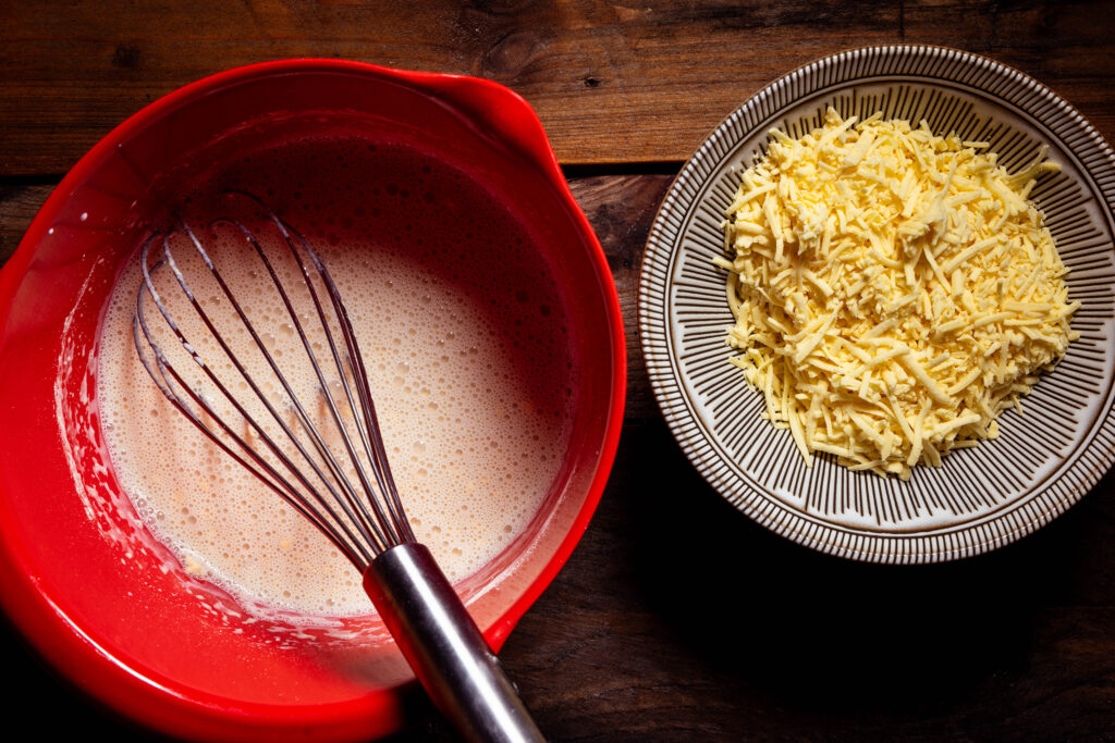 Eine Quichfüllung wird Zubereitung.