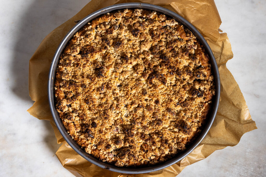 Frisch gebackener Blaubeerkuchen.