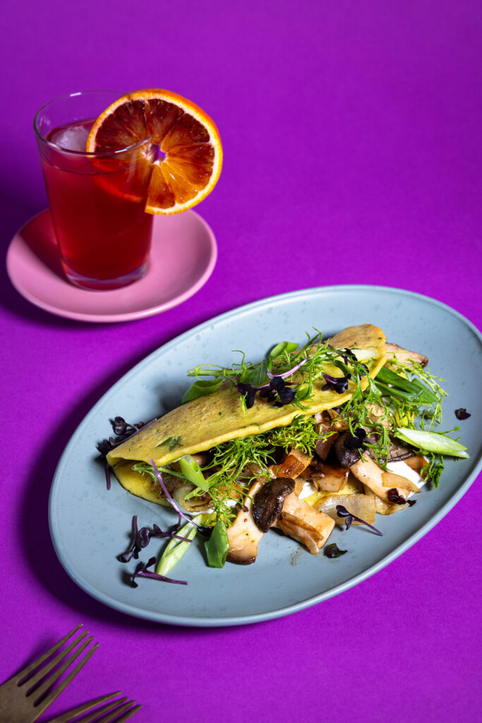 Blattsenf-Omelettes - vegan - gefüllt mit Kräuterseitling